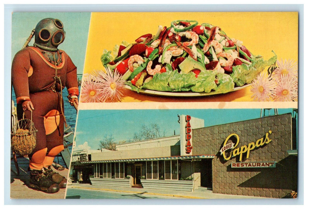 c1950's Diver, Seafood Cocktail, Louis Pappas Riverside Restaurant FL Postcard