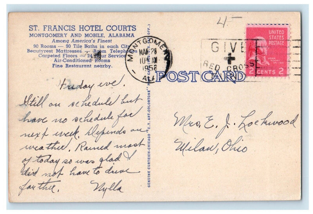 c1950's St. Francis Hotel Courts Birmingham Alabama AL Posted Vintage Postcard