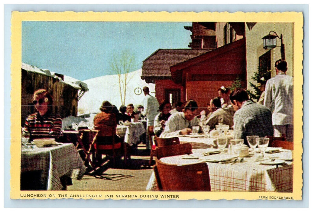 Luncheon Restaurant On The Challenger Inn Veranda During Winter Vintage Postcard