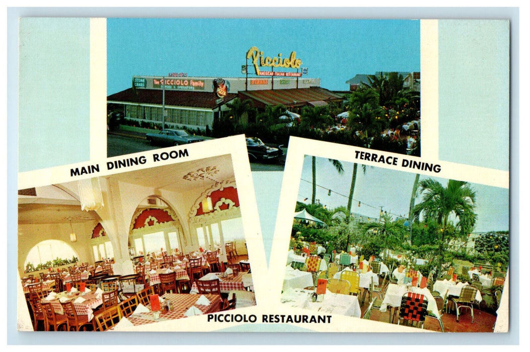 c1960's Multiview of Picciolo Restaurant Miami Beach Florida FL Postcard