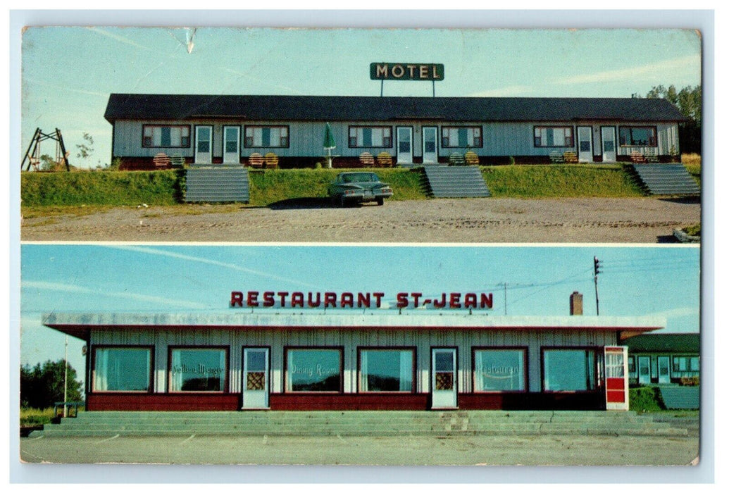 c1960's Motel & St. Jean Restaurant D'ARC cté Matapédia Quebec Canada Postcard