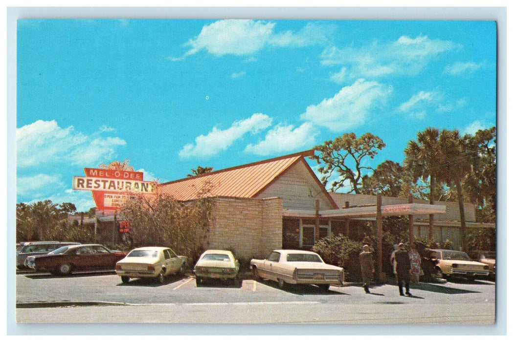 c1960's Entrance to Mel-O-Dee Restaurant and Dining Room Sarasota FL Postcard