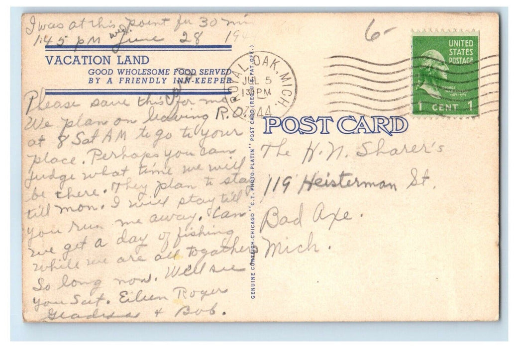1944 Greyhound Post House Restaurant Coldwater Michigan MI Vintage Postcard