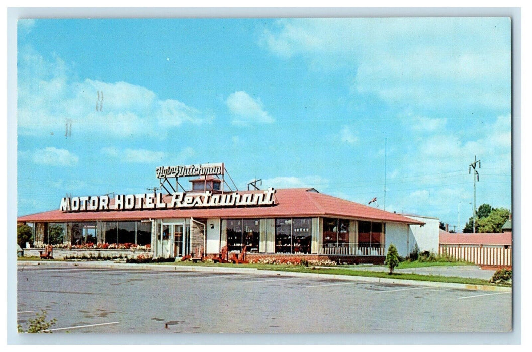 Flying Dutchman Motel Hotel Restaurant Bowmanville Ontario Canada Postcard