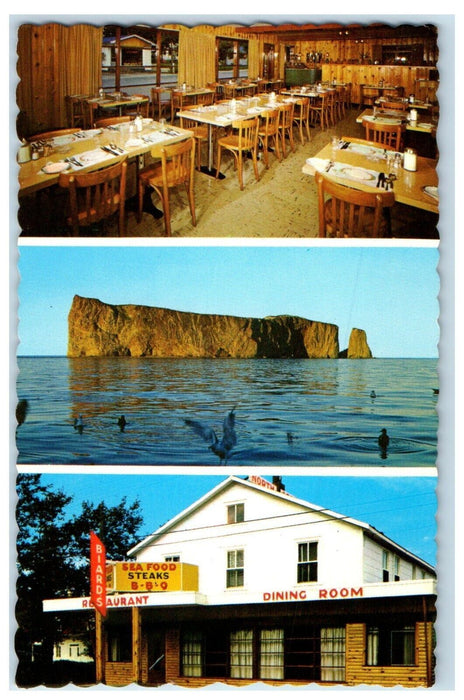1934 Biard's Restaurant Dining Room Perse Quebec Canada Multiview Postcard