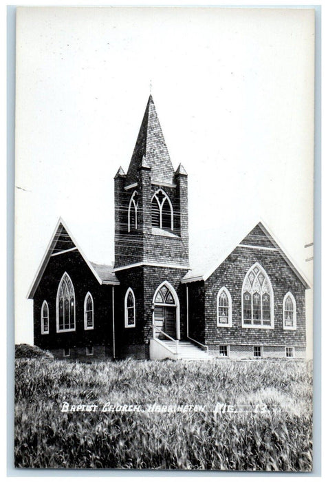 c1950's Baptist Church Steeple Harrington Maine ME RPPC Unposted Photo Postcard