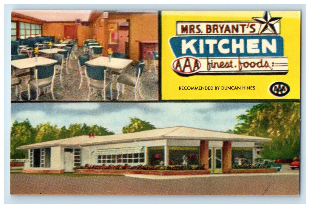 c1950's Multiview, Feast at Mrs. Bryant's Kitchen Statesboro Georgia GA Postcard