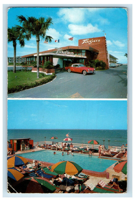 1959 Pool and Entrance of Tangiers Resort Motel Miami Beach Florida FL Postcard