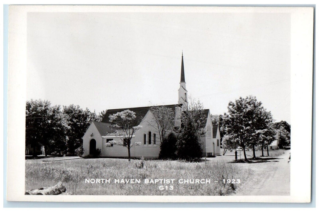 c1950's Baptist Church Steeple North Haven Maine ME RPPC Photo Postcard