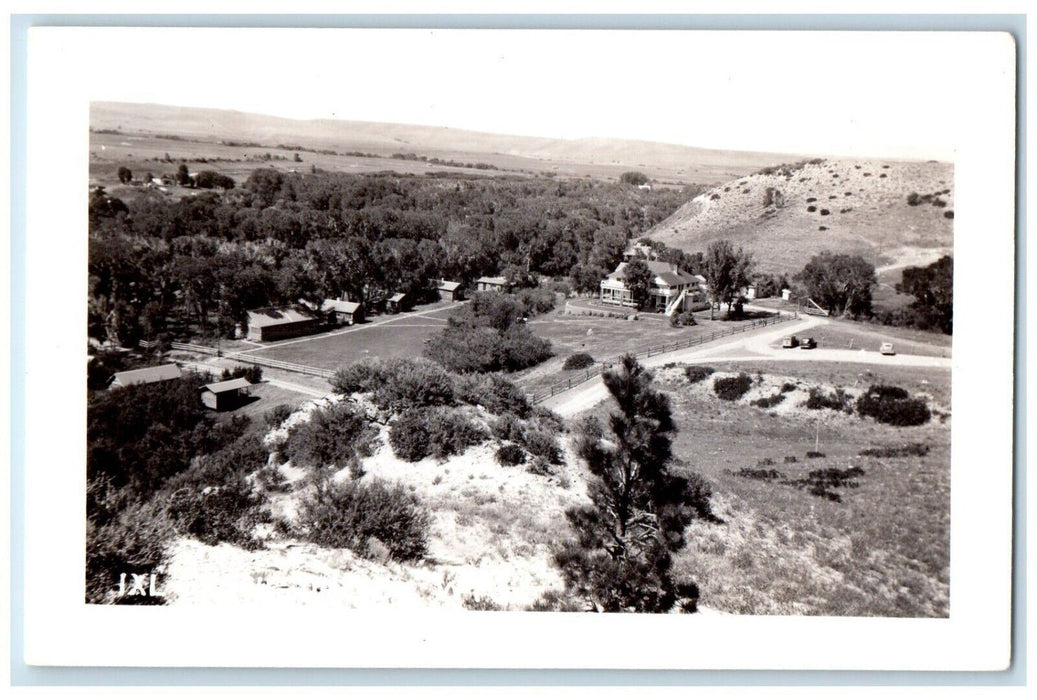 c1940's IXL Ranch Bird's Eye View Dayton Wyoming WY RPPC Photo Postcard