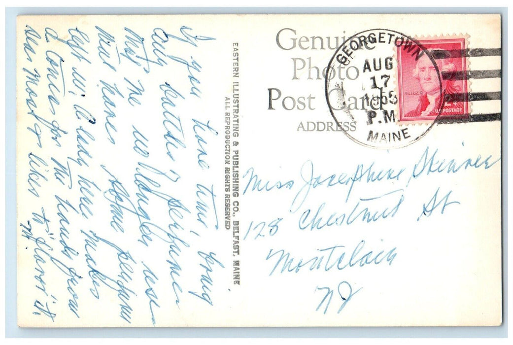 1955 Fort Popham Beach Civil War Kennebec River Maine ME RPPC Photo Postcard