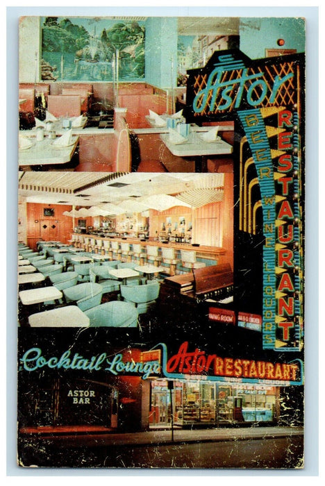 Astor Restaurant Dining Room And Cocktail Lounge Bar Montreal Canada Postcard