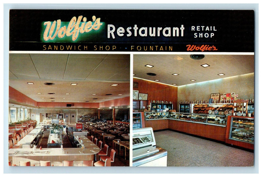 c1960's Wolfie's Restaurant Retail Sandwich & Fountain Shop Florida FL Postcard