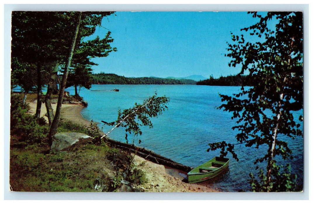 c1950's Boat Scene Greetings from Chet's Camps on Big Lake PO Princeton Postcard