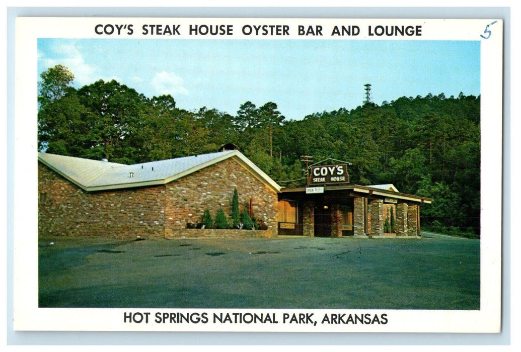 c1960's Coys Steak House Oyster Bar Lounge National Park Arkansas Ark Postcard