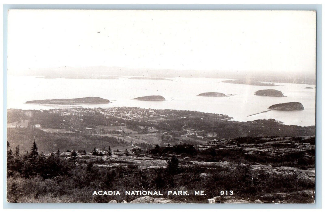 c1950's Acadia National Park Bird's Eye View Maine ME RPPC Photo Postcard