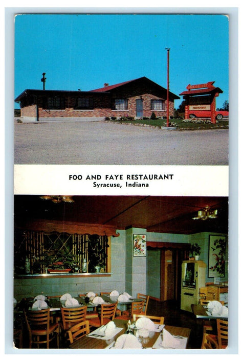 c1960's Foo And Faye Restaurant Dining Room Syracuse Indiana IN Vintage Postcard
