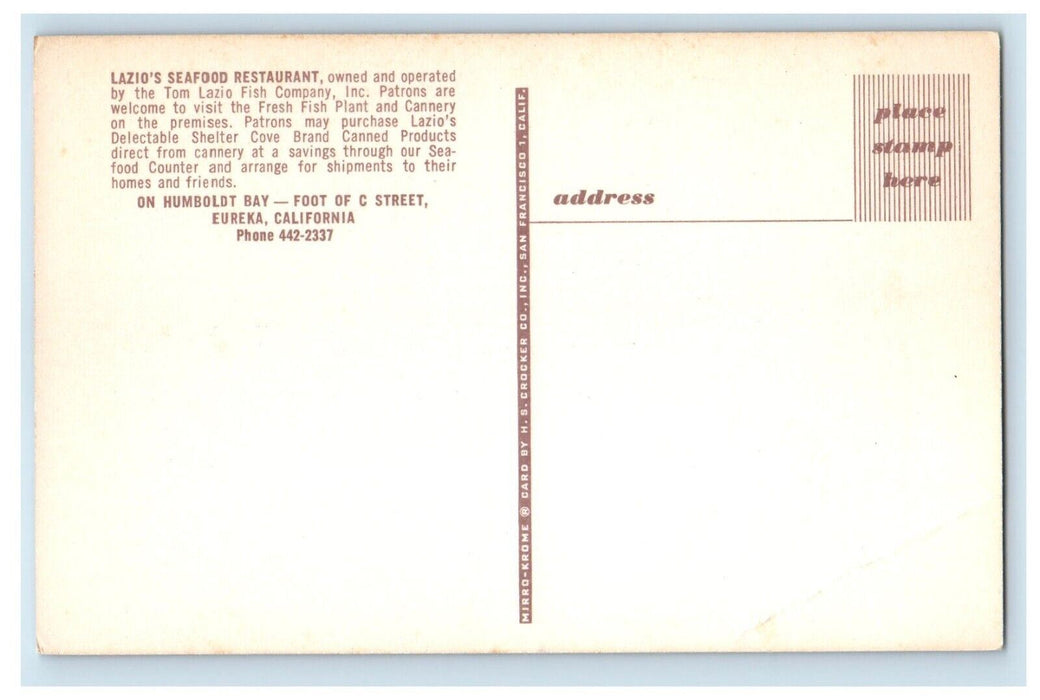 c1960's Lazio's Seafood Restaurant Nautical Eureka California CA Postcard