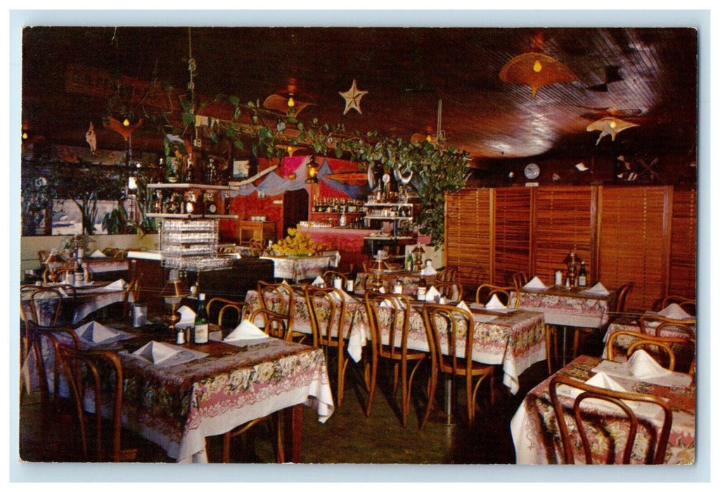 c1960's Ideal Fish Restaurant Polynesian Monterey Santa Cruz California Postcard
