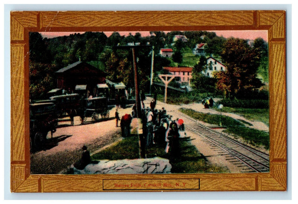 c1910 Railway, Horse Carriage, Haines Falls Catskill Mountain NY Framed Postcard