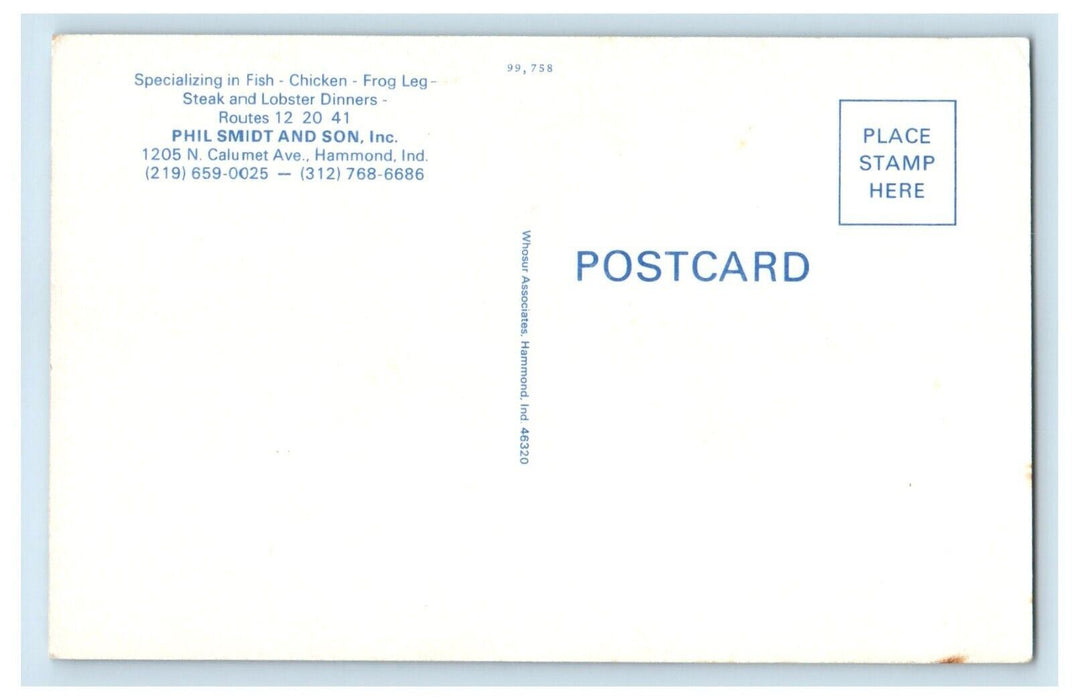 c1960's Phil Smidt And Son Hammond Indiana IN Restaurant Postcard