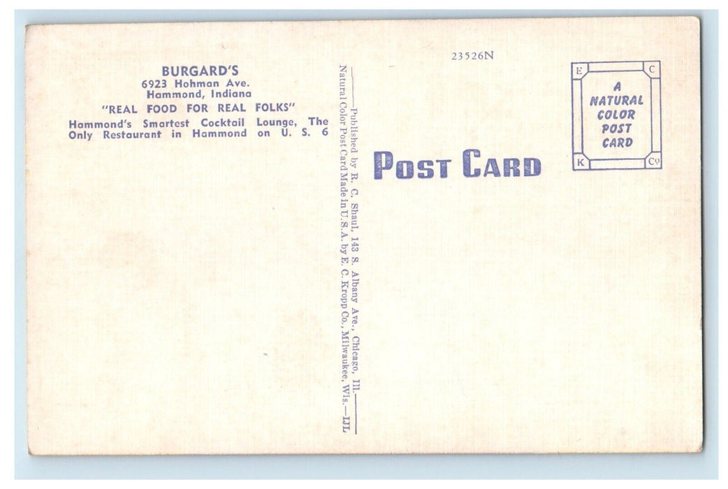 c1960's Burgard's Hammond Indiana IN Multiview Restaurant Vintage Postcard