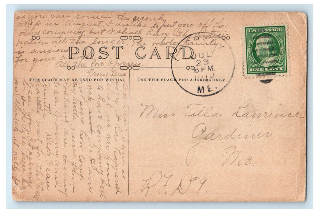c1910 Bass Island Lake Pennesseewassee Maine ME Antique Posted Postcard