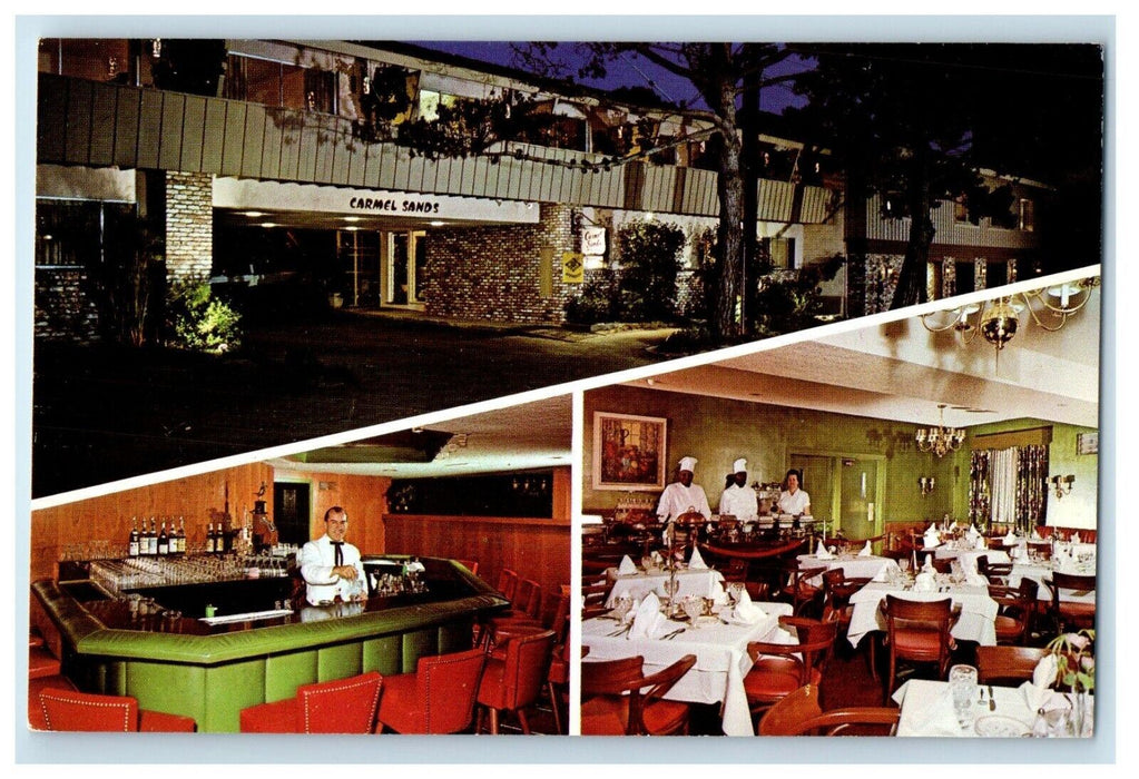 c1960's Carmel Sands Motor Lodge San Carlos Restaurant California CA Postcard