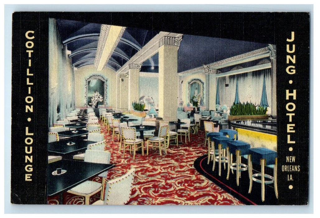 1951 Cotillion Lounge Jung Hotel Dining Room New Orleans Restaurant LA Postcard