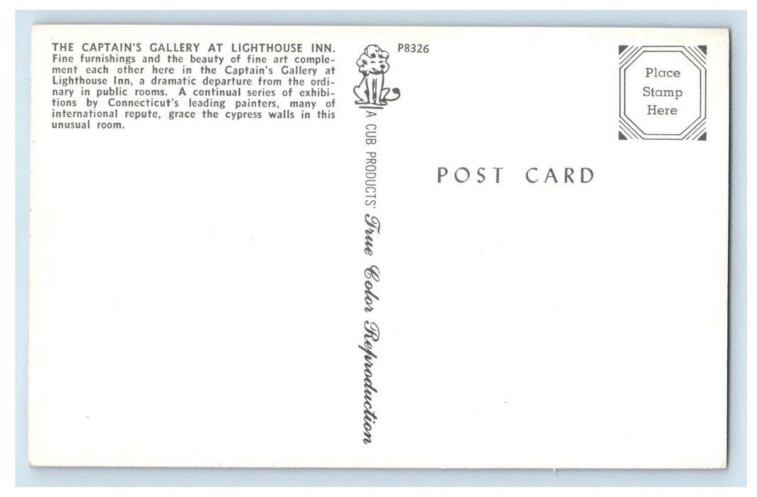 c1960's The Captain's Gallery Lighthouse Inn Restaurant Connecticut CT Postcard
