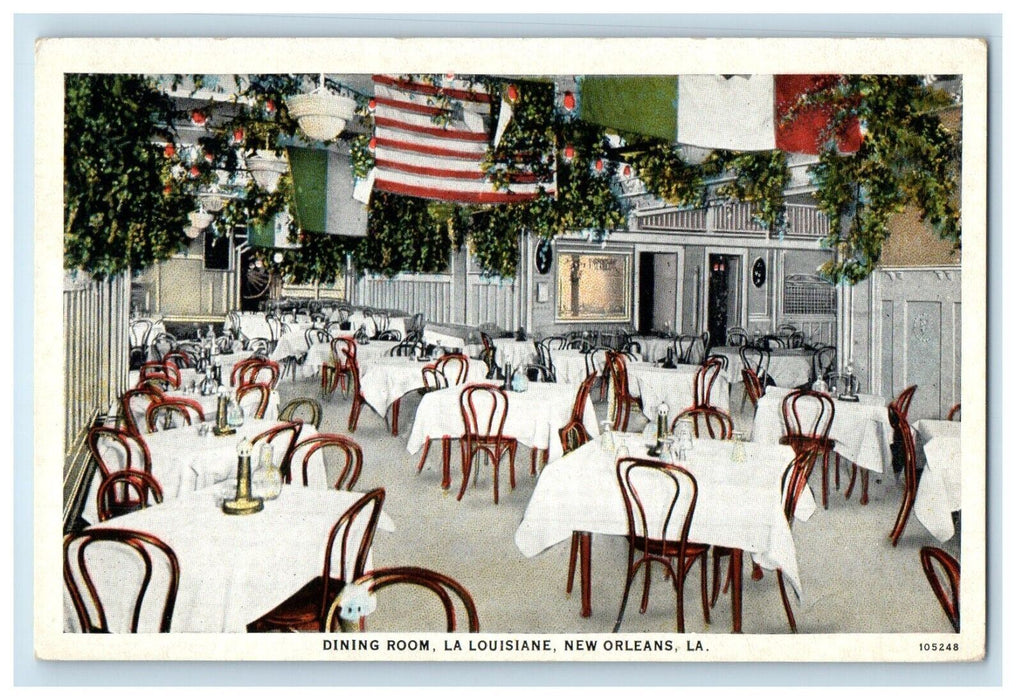 c1930's La Louisiane Dining Room New Orleans Louisiana LA Restaurant Postcard