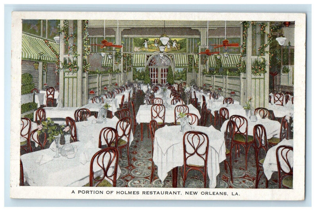 c1930's Holmes Restaurant Dining Room New Orleans Louisiana LA Vintage Postcard