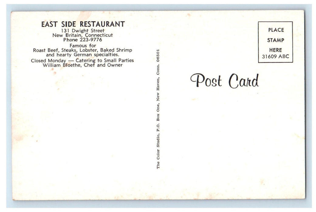 c1950's Multiview, East Side Restaurant New Britain Connecticut CT Postcard