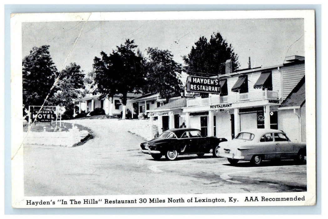 1958 Hayden's In The Hills Restaurant Cars Lexington Kentucky KY Posted Postcard