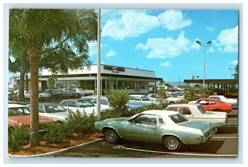 Steak N Shake Restaurant Cars Greetings From Florida FL, It's A Meal Postcard