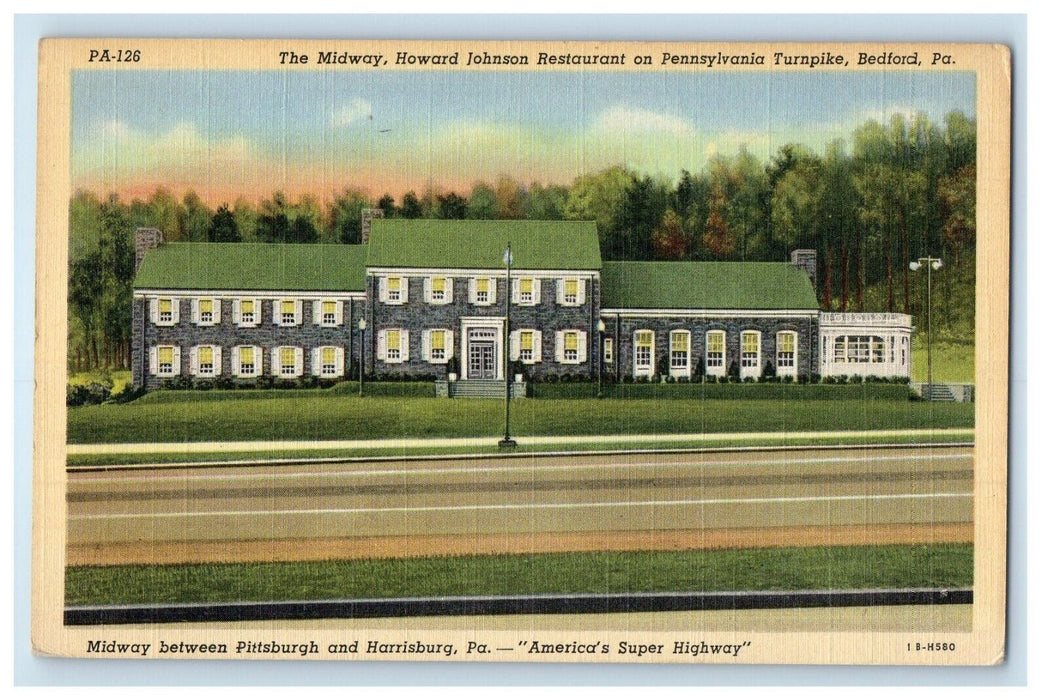 The Midway Howard Johnson Restaurant Roadside Bedford Pennsylvania PA Postcard