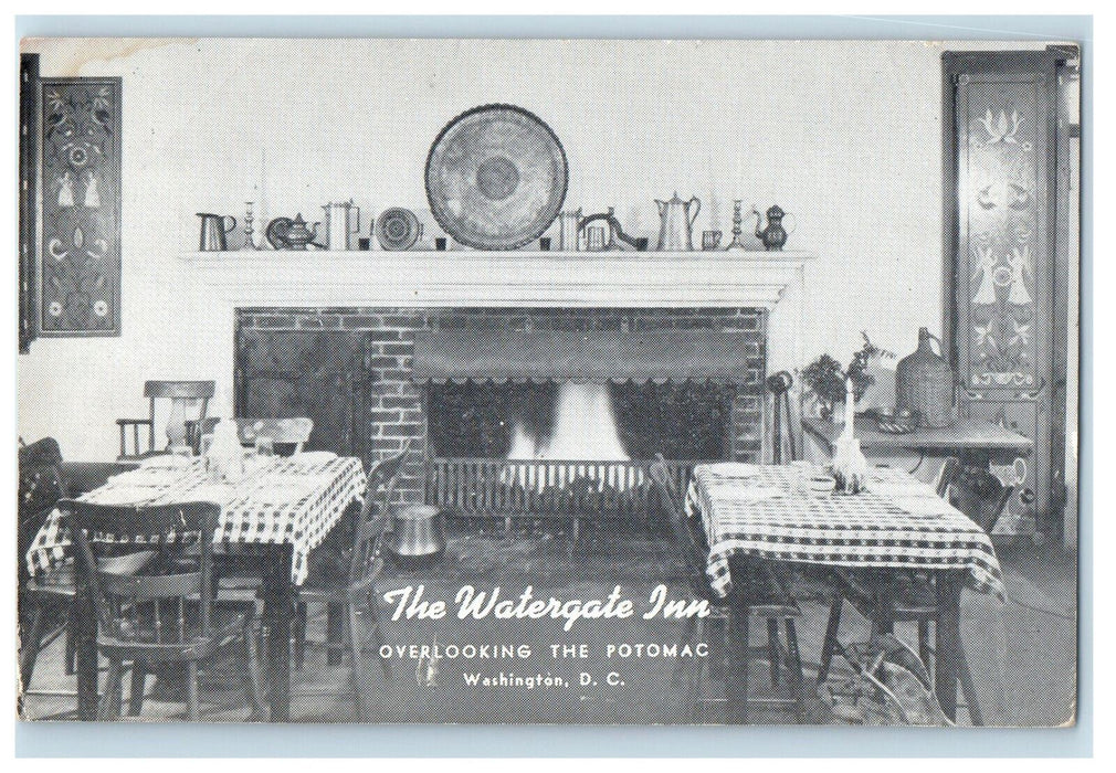 c1950's Dining Table, Chair, Kitchenwares, Watergate Inn Washington DC Postcard