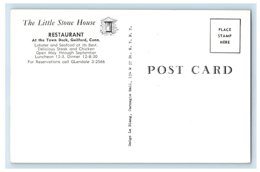 c1960's The Little Stone House Restaurant, Guilford Connecticut CT Postcard