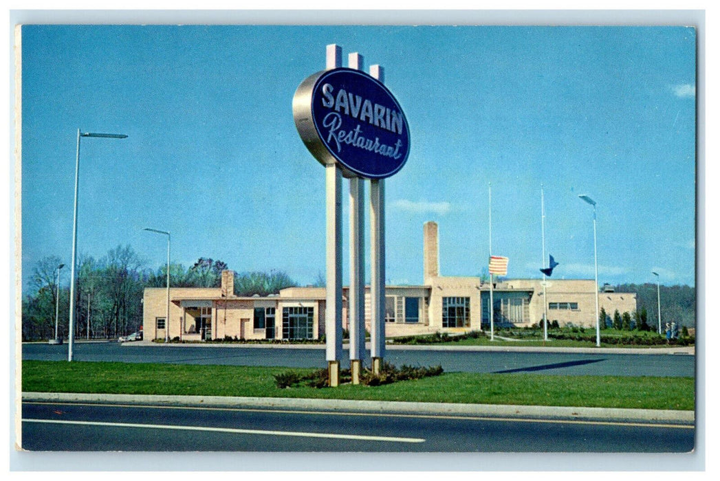 c1950's Savarin Restaurant Connecticut Turnpike Lunchroom at Madison CT Postcard