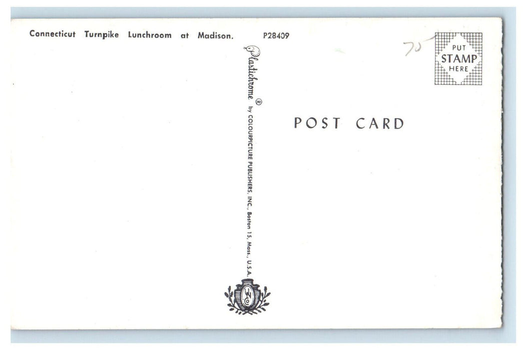 c1950's Savarin Restaurant Connecticut Turnpike Lunchroom at Madison CT Postcard