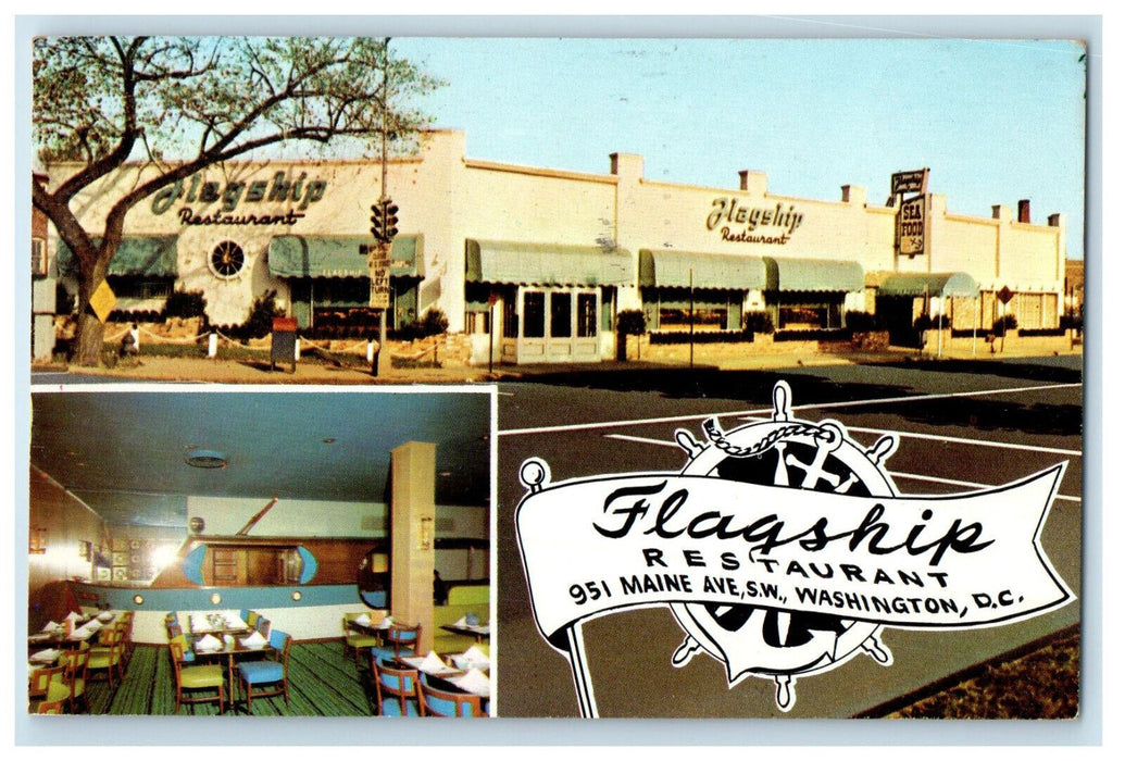 1963 Entrance, Dining, Flagship Restaurant Washington DC Vintage Postcard