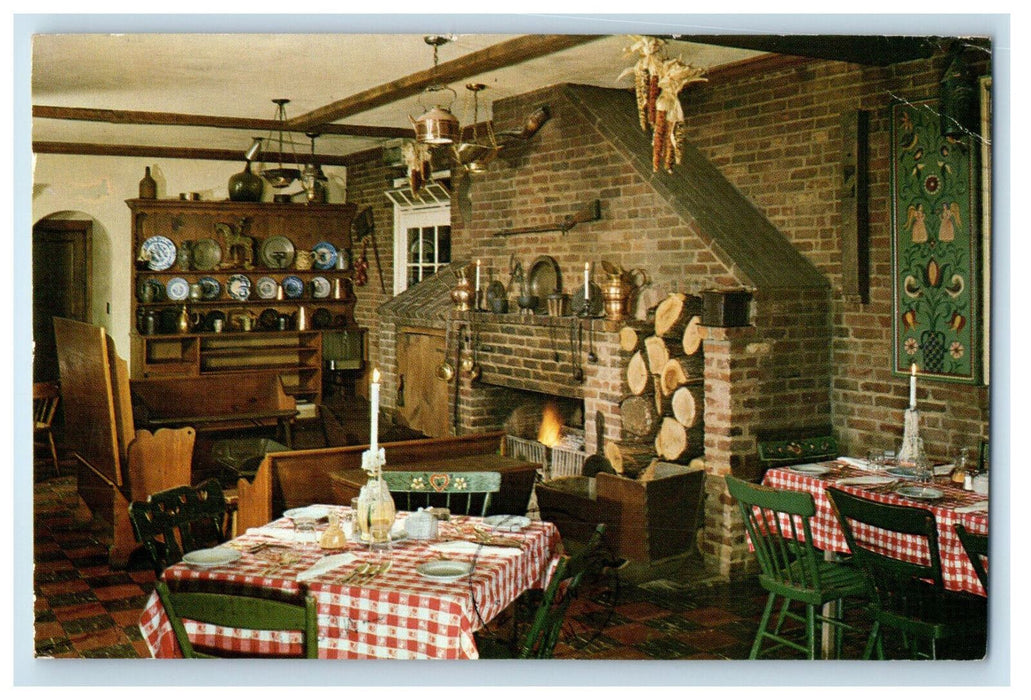 1962 Chimney, Logs, Marjory Hendricks Water Gate Inn Washington DC Postcard