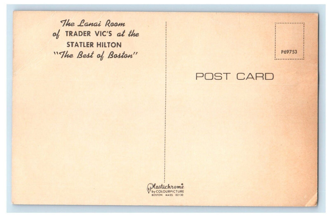 The Lanai Room Trader Vic's At Statler Hilton Boston Massachusetts MA Postcard