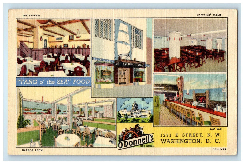 1941 Multiview, O'Donnell's Sea Grill Washington DC Vintage Posted Postcard