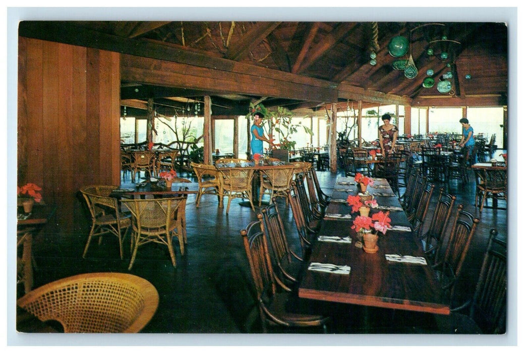 c1960's Pat's Restaurant Dining Room Cocktail Lounge Punaluu Hawaii HI Postcard