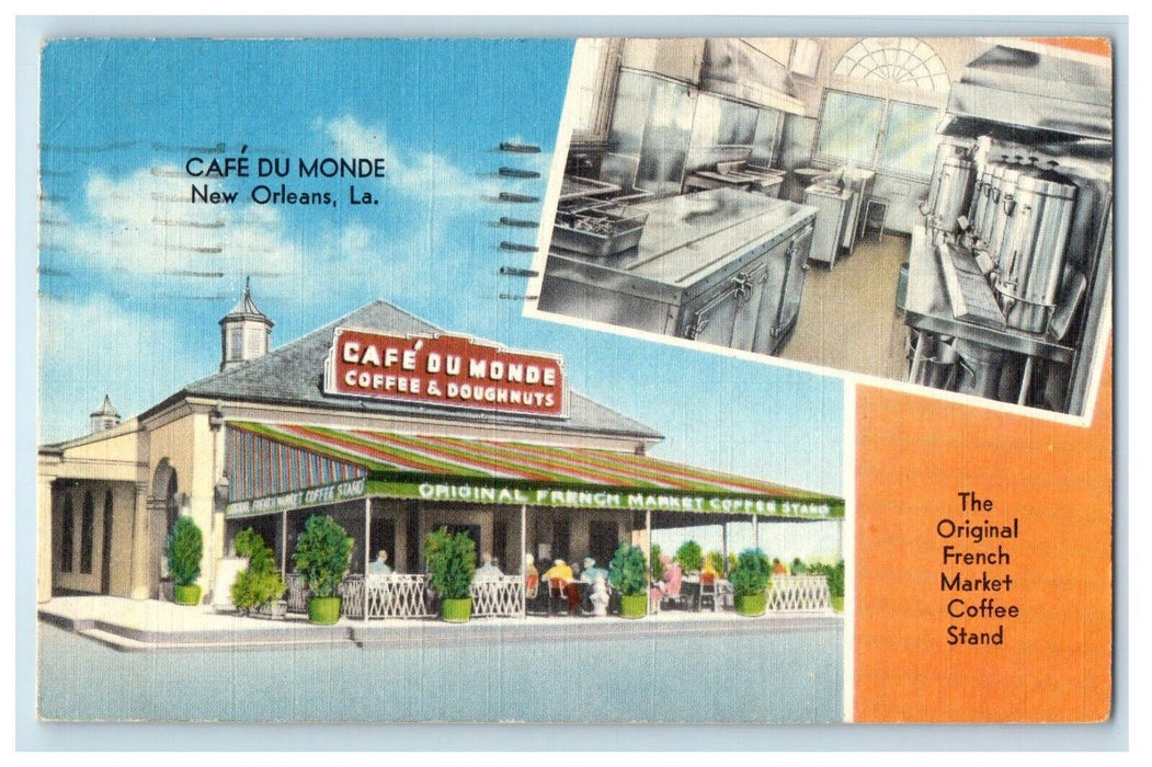 1957 Cafe Du Monde Coffee & Doughnuts Restaurant New Orleans LA Postcard