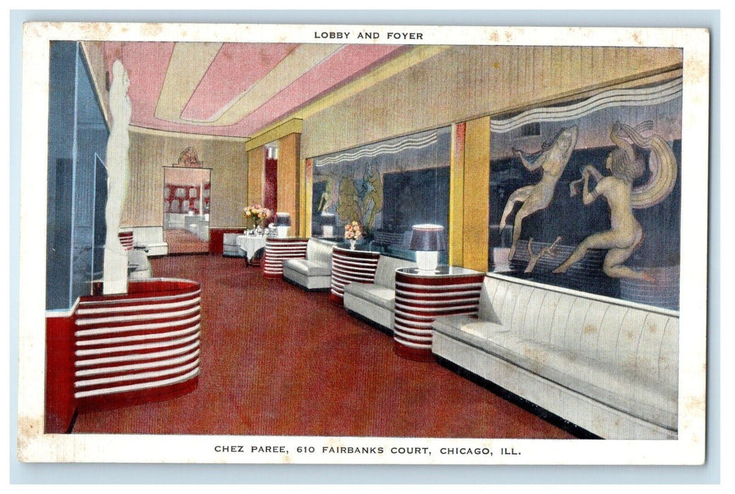 Chez Paree Lobby And Foyer Fairbanks Court Chicago Illinois IL Vintage Postcard