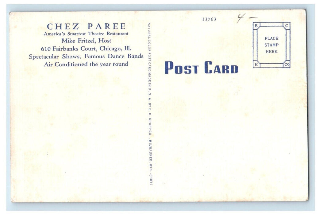 Chez Paree Lobby And Foyer Fairbanks Court Chicago Illinois IL Vintage Postcard