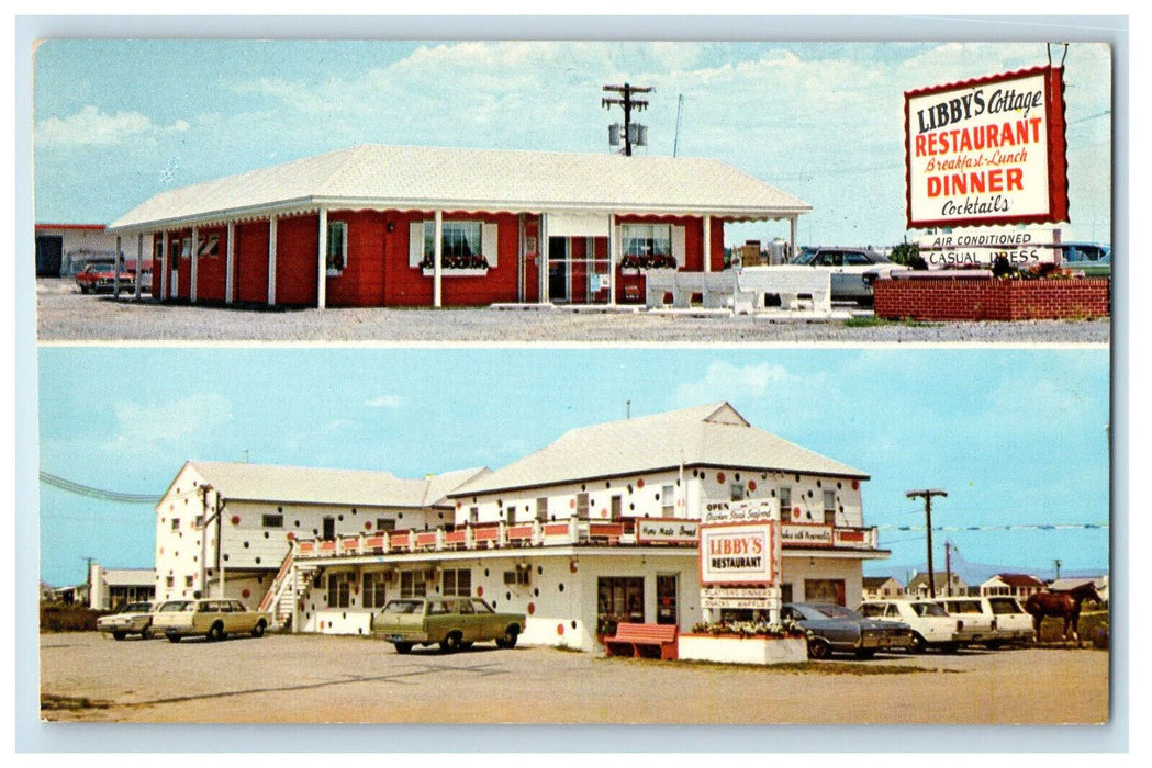 c1950's Libby's Cottage Restaurant on Top, Libby's Restaurant Lower DE Postcard