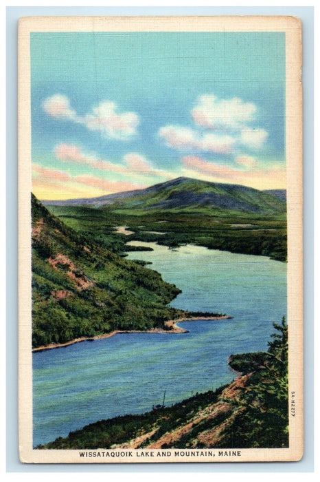 c1930's View Of Wissataquoik Lake Mountain Baxter State Park Maine ME Postcard